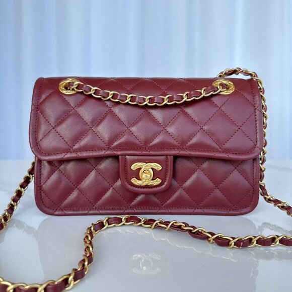 Chanel Handbags classic flap medium wine red